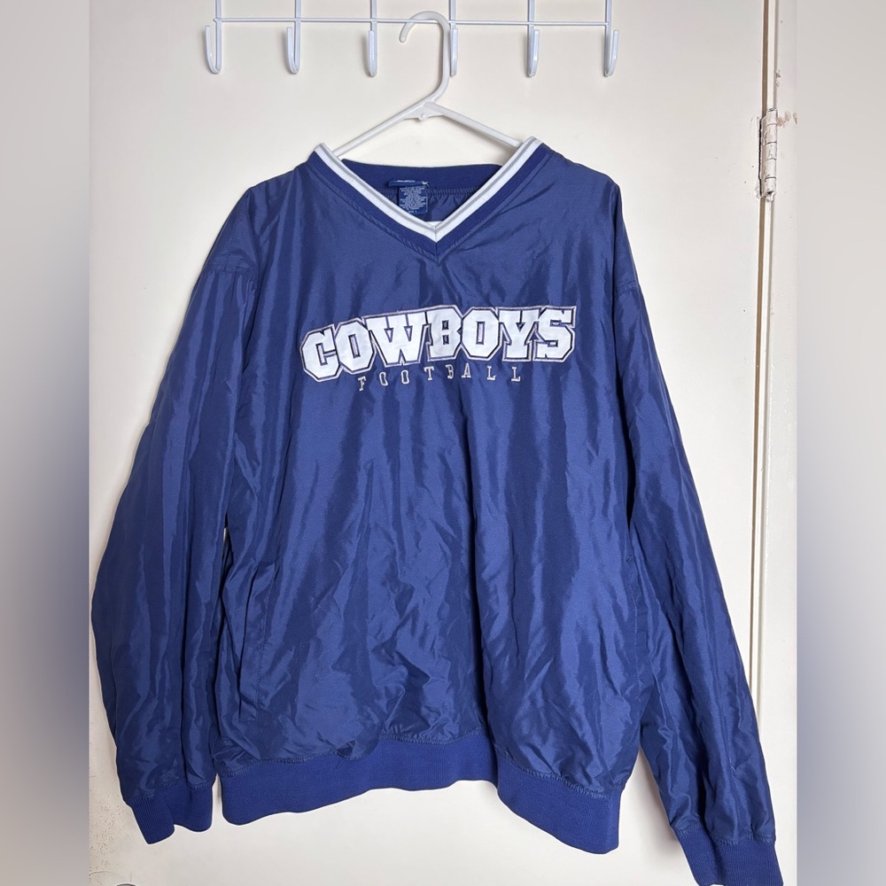 Vintage 90s Dallas Cowboys Jacket Mens Large Blue V Neck Pullover Football